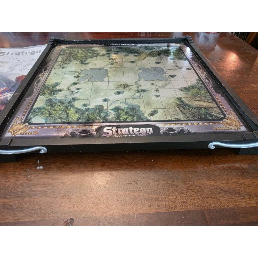 Hasbro Stratego Onyx Edition Board Game Silver Foil Wood Tokens 2009 Complete